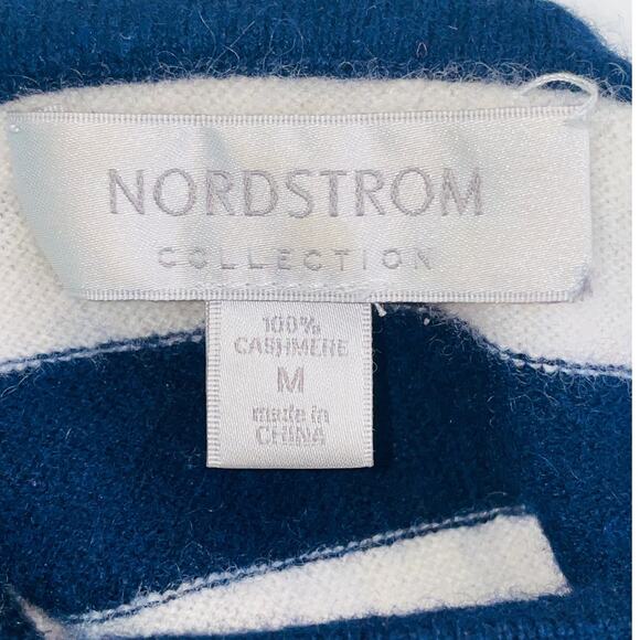 Nordstrom Collection 100%‎ Cashmere Sweater - Navy/White Stripe - Women's Size M - Picture 4 of 8